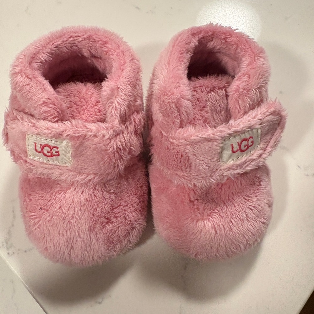 UGG Kids Pink Fuzzy Slippers